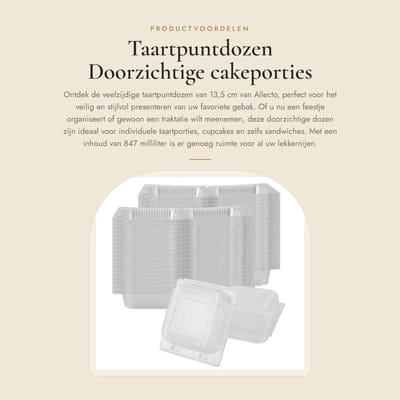 Dailygoods- Taartpuntdozen 120 stuks - Doorzichtige Voedselcontainer - Plastic Dessertdozen - Versterkte Deksels - Beschermt Tegen Vervorming - Perfecte Service Na Verkoop