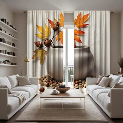 2 stuks HD esdoornblad BTW decoratief gordijn Grijs digitaal bedrukt gordijn Woondecoratie stijl decoratie woonkamer bedro W52H63inchW132H160cm white