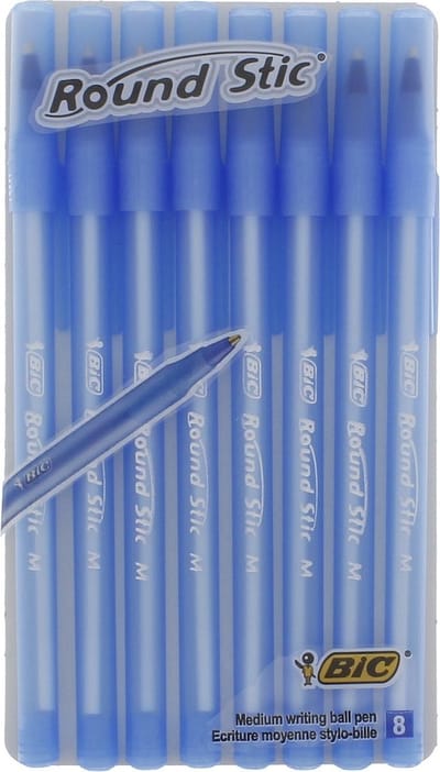 Balpen BIC Round Stic M blauw - 8 stuks