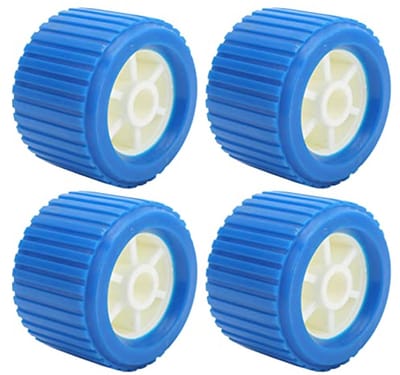Wobble Roller Set voor Boten - 4 Stuks Geribbelde Wiebelrollers voor Jachten en Aanhangwagens (108x75x19mm)