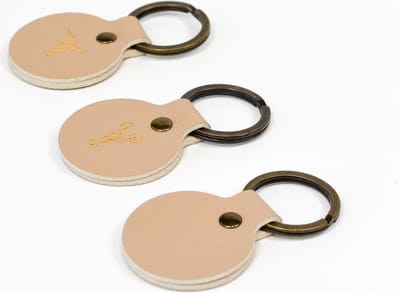 Ronde Sleutelhanger ROUND 2 - set à 3 stuks - Beige - Vegan appelleer - duurzaam
