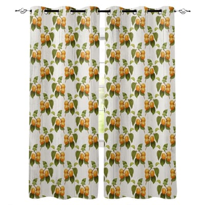 Gele Vallende Bladeren En Vruchten Huisdecoratie Raamgordijnen Slaapkamer Keukengordijn Paneel Gordijnen voor Woonkamer 135W x 60H(cm)