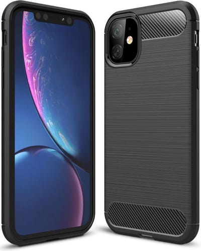 Geborsteld TPU Hoesje Geschikt voor Apple iPhone 11 | Beschermhoes | Back Cover | Flexibel TPU | Stijlvol Carbon | Dun | Zwart