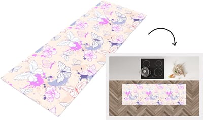 Keukenloper - Loper keuken - Vlinder - Patronen - Bloemen - 150x50 cm - Keukenloper vinyl