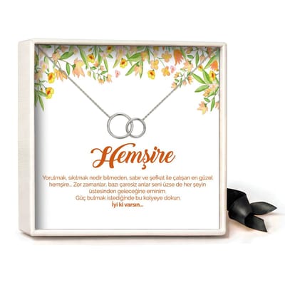 Pera Jewelry - 925 sterling zilveren Twee Ringen ketting - Çift Halka Kolye – Hemşire - Collier - Ketting Dames - Ketting met Hanger