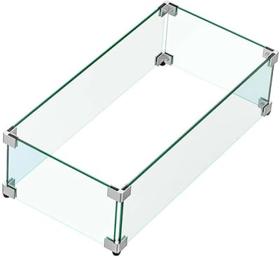 Glazen Windbescherming voor Vuurschalen - Temperatuurbestendige Vuurtafel Scherm - Stevige Aluminium Hoekbeugels