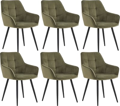 Colenis® - Oriana Eetkamerstoel - Set Van 6 - Groen - Velvet - Fabb - Industrieel - Design