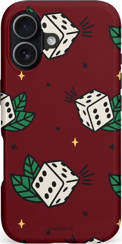 Casetastic hoesje geschikt voor Apple iPhone 17 - MagSafe - Dubbellaagse bescherming - Casino zes - Fashion Case - Bordeaux Zwart Donkergroen Lichtgrijs