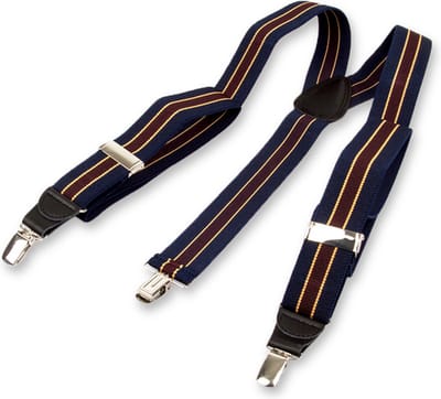 E.L. Cravatte Bretels - Gestreept - Navy / Bordeauxrood