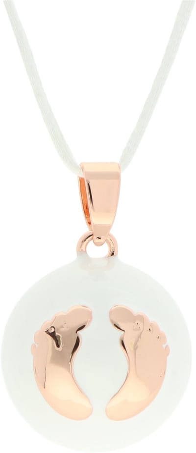 La Rosa Princesa Voetjes Bola Zwangerschapsketting Wit Rosé goudkleurig | Baby Bel Ketting