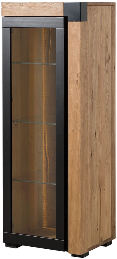 MASSIVMOEBEL24.DE eik vitrine blank massief hout 53x45x144 cm geolied gemonteerd ROTTERDAM volledig massief #102