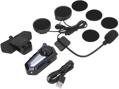 Dailygoody - Motorfiets Helm Headset - Draadloze Handsfree - Geluidsonderdrukking - Geschikt voor Alle Helmtypen - Met Zaklamp - Ideaal voor Moto