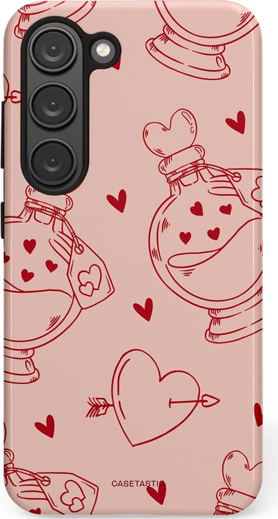 Casetastic Hoesje Geschikt voor Samsung S23 - Stijlvolle Beschermende Duo-layer Case - Zoete Liefdesflirt - Roze Rood - Pafrum - Love You - Valentijn