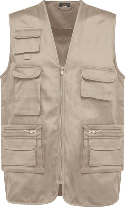 WK. Designed To Work Gevoerd unisex gilet in polykatoen met veel zakken WK609 - Beige - M
