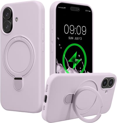 kwmobile Hoesje met Ringstandaard voor Apple iPhone 17 - Compatibel met MagSafe - Siliconen Beschermhoes met Microvezel Voering en Standaard - lavendel