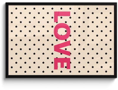 Poster in lijst - Fotolijst 90x60 cm - Posters - Love - Stippen - Roze - Posterlijst zwart - Decoratie - Wanddecoratie woonkamer - Muurdecoratie slaapkamer