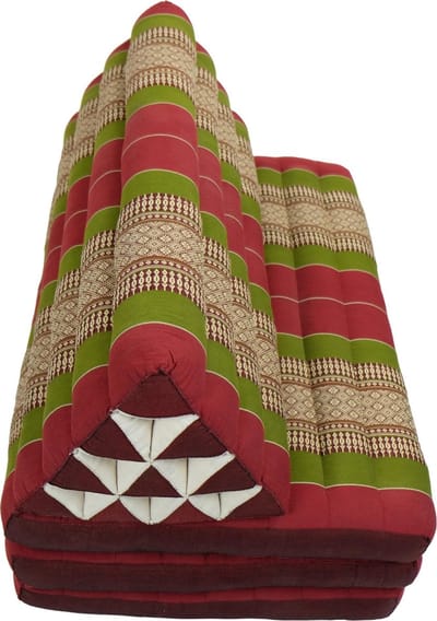 Fine Asianliving Thais Kussen Meditatie Driehoek Vloer Ligmat Yoga Uitklapbaar Kapok 80x190x7cm XXXL Bordeaux Groen Meditatie Mat Matras