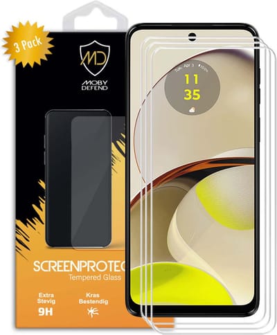 3-Pack MobyDefend Screenprotectors - Geschikt voor Motorola Moto G14 - Case-Friendly Screensaver - Gehard Glas