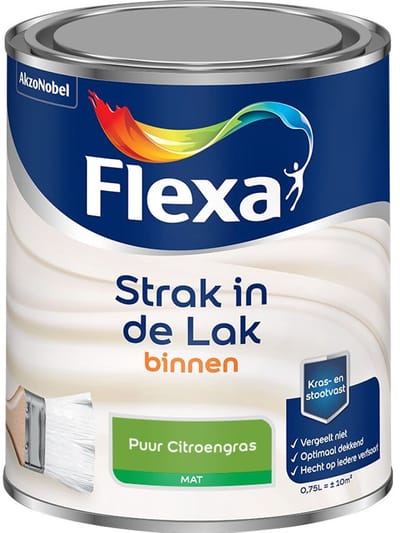 Flexa - Strak In De Lak Binnenlak Mat - Puur Citroengras - Mengverf - 750 Ml