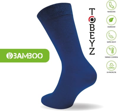 Tobeyz - Premium Quality Bamboe Sokken 80% - 3 Paar - Kleur Blauw - Maat 43/46 - Damessokken - Herensokken