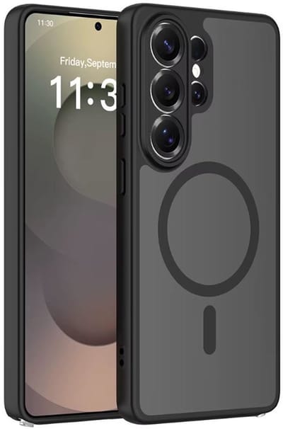 CaseMania TPU Case hoesje geschikt voor Samsung Galaxy S26 Ultra - Effen Zwart - TPU (Zacht) - Camera Lens Protector Bescherming - Frosted look - Compatible met Qi2 & MagSafe - Valbestendig