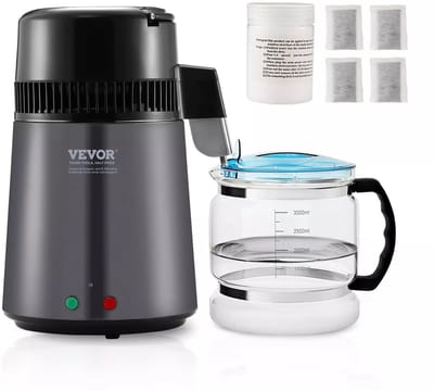 Waterfilter - Water destilleerapparaat - Waterfilter Survival - Waterdistillateur - Waterzuiveraar - Zuiver waterzuiveringsfilter - voor thuis - Countertop4L - 750W - roestvrijstalen binnendistilleerder - Grijs