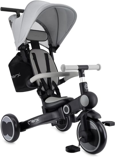 4-in-1 Kinderdriewieler Loopfiets met Zonnedak en Veiligheidsgordel Vanaf 1 Jaar