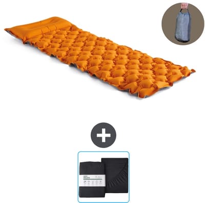 Intex Campingmat - 1-Persoons - 71 x 191 x 11 cm - Oranje - Inclusief en Hoeslaken
