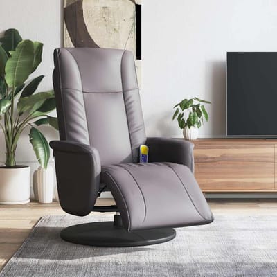 vidaXL - Massagestoel - verstelbaar - met - voetensteun - kunstleer - grijs