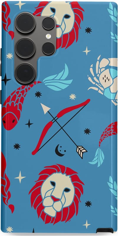 Casetastic hoesje geschikt voor Samsung Galaxy S24 Ultra - Dubbellaagse bescherming - Zodiac in verbinding - Fashion Case - Petrol Bordeaux Grijs