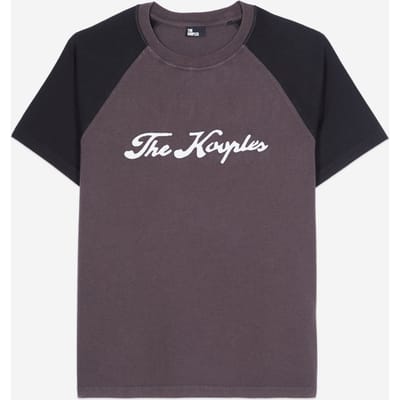 The Kooples Short-sleeved Raglan T-shirt W Felt Patch Black Washed Maat: M | T-shirts met Print Outlet | Heren | Zwart