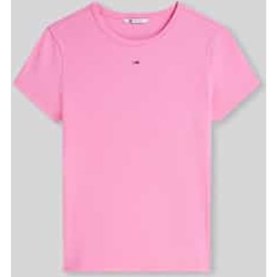 slim fit T-shirt van katoenmix in ribtricot