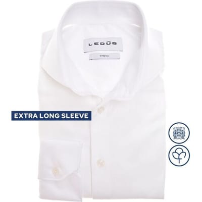 Ledûb Overhemd Cotton Jersey Stretch Shirt Mouwlengte 7 Wit / male