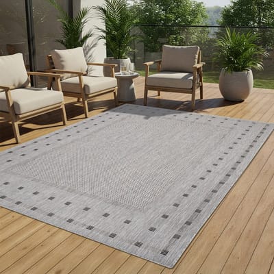 Tapiso Melissa Buitenkleed Buitentapijt Grijs Vloerkleed Binnen Buiten Kleed Tapijt Maat- 60x100
