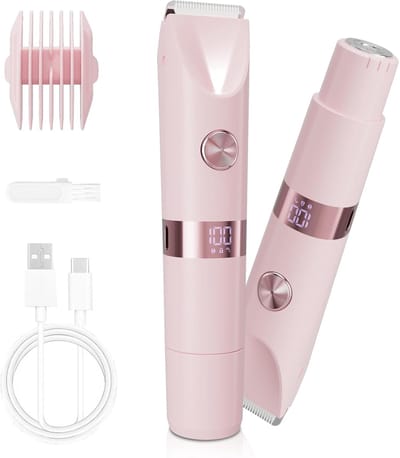 KZQ Waterdichte Elektrische Dames Scheerapparaat met Dubbele Kop, Oplaadbare Bikini Trimmer voor Nat en Droog Gebruik, Pijnloos Scheren voor Benen, Oksels en Gezicht