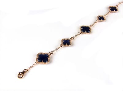 model 5 fiori armband in zilver roze verguld donkerblauw