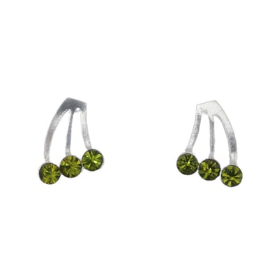 Behave – Oorbellen – Sterling Zilveren Kleine Oorbellen met Groene Kristal steentjes