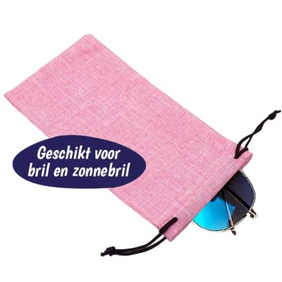 Fako Bijoux® - Polyester Brillenhoes - Met Trekkoord Sluiting - 18x9cm - Roze
