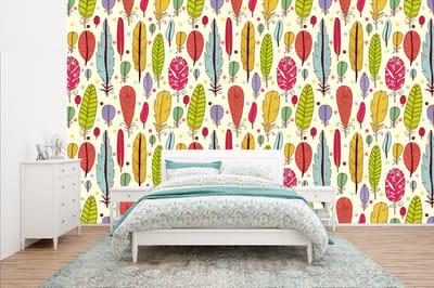Behang - Fotobehang Patroon - Veren - Kleuren - Jongens - Kinderen - Kids - Kind - Breedte 400 cm x hoogte 240 cm