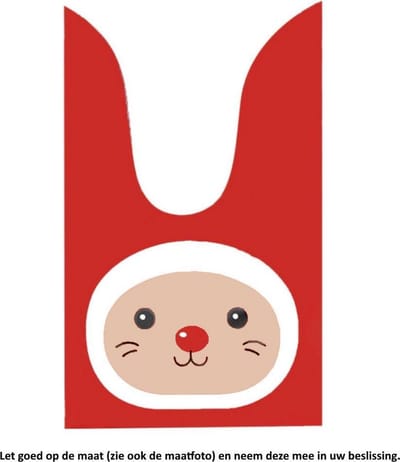 50x Uitdeelzakjes Wit - Roze / Rood Konijn 13x22cm - Plastic Traktatie Kado Zakjes - Snoepzakjes - Koekzakjes - Koekje - Cookie Bags - Pasen - Kinderverjaardag - Feestje