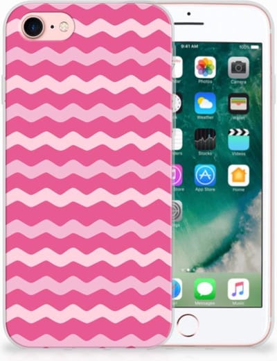 TPU Hoesje voor iPhone SE 2022 | SE 2020 | 8 | 7 TPU bumper Waves Pink