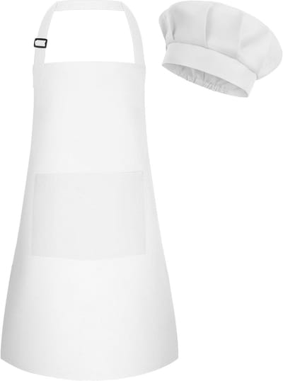 Kookschort en Chef Hoed Set voor Kinderen, Verstelbaar met 2 Zakjes, Ideaal voor Koken en Bakken