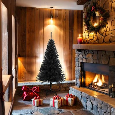 vidaXL - Kunstkerstboom - met - standaard - 150 - cm - PVC - zwart