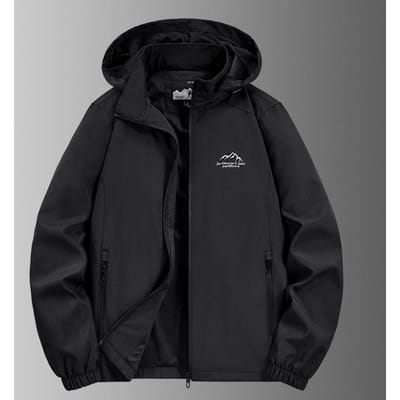 Jas Heren Opstaande Kraag Jas Jas met Capuchon Winddicht Waterdicht Losse Casual Jeugd Sport Top M zwart
