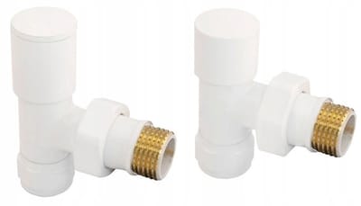 Idmar Opticomfort Serie - Hoek Radiatorkleppen Set - Wit - Eenvoudige Installatie - Messing