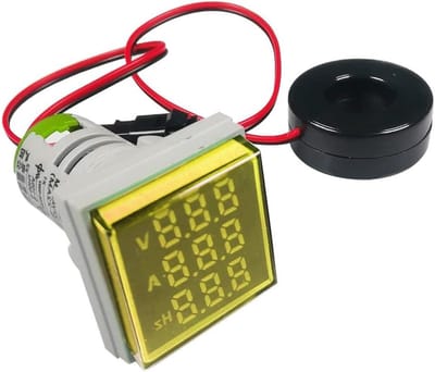 Spanningsmeter Frequentiemeter - Stroommeter Combinatie - Elektrische Controle - Drievoudig LED Display - AC 50-500V - Geel