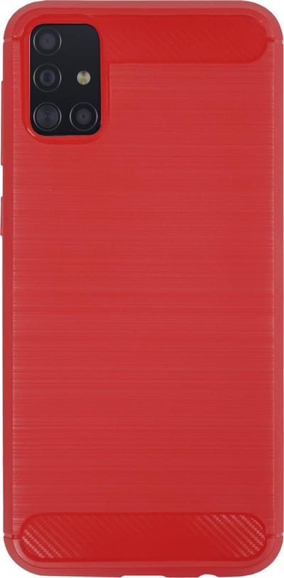 BMAX Carbon soft case hoesje geschikt voor Samsung Galaxy A51 / Soft cover / Telefoonhoesje / Beschermhoesje / Telefoonbescherming -Rood