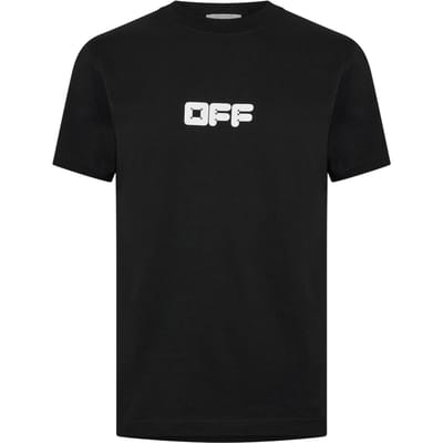 Off White Heren Slim T-shirt in katoen (Zwart)