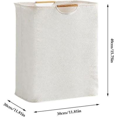 Grote capaciteit wasmand, opbergmand voor vuile was, wasmand met handvat, opvouwbare wasmand, badkameraccessoires white