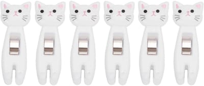longziming -Kattenclip - Klemmetje In Katvorm - Voedselzaksluiting - Sterke Metalen Veer - Anti Slip Grip - PS Kunststof - Geurloos En Veilig - Compact Voor Keuken En Reis - 6 Stuks